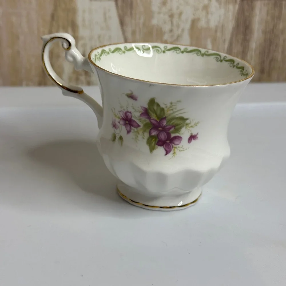 Queens Special Flowers Violets Fine Bone China Tea Cup Rosina China Co England